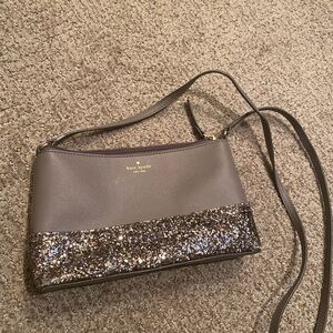 Kate Spade Gray and Silver Glitter Crossbody Bag